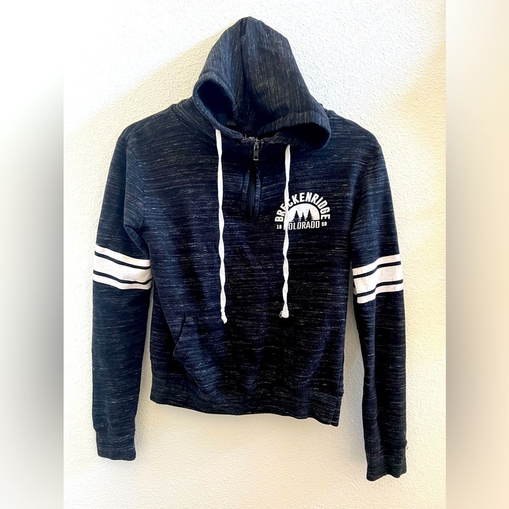Breckenridge Colorado 1/4 Zip Hoodie | Small | Cozy Dark Grey Pullover